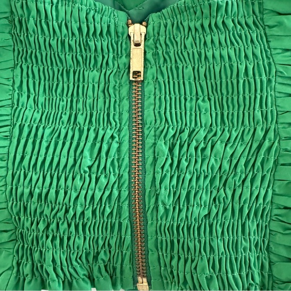 Maeve by Anthropologie One-Shoulder Bow Front Ruched Crop Top Green Women’s Sz 4 - Picture 10 of 10